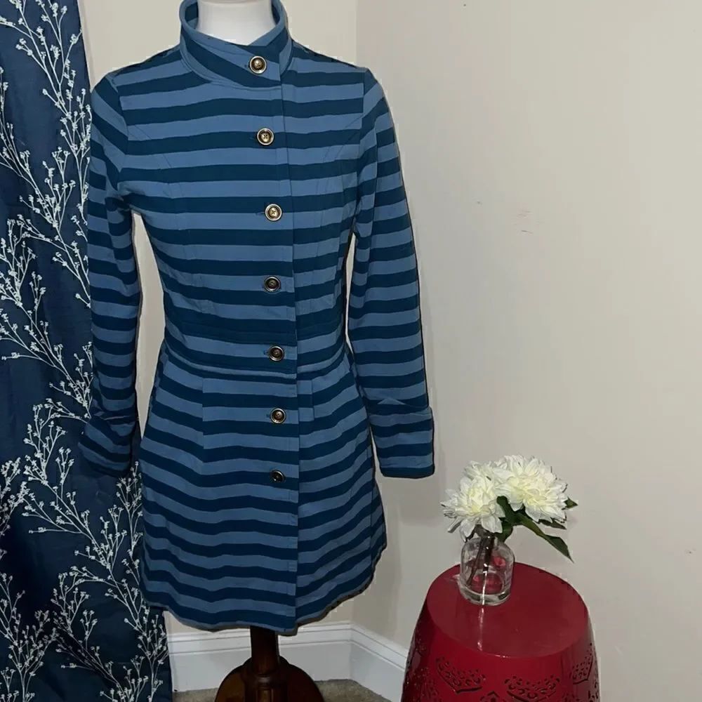 Matilda Jane Clothing MJ Make Believe Fall Breeze Jacket Blue Stripes sz XS